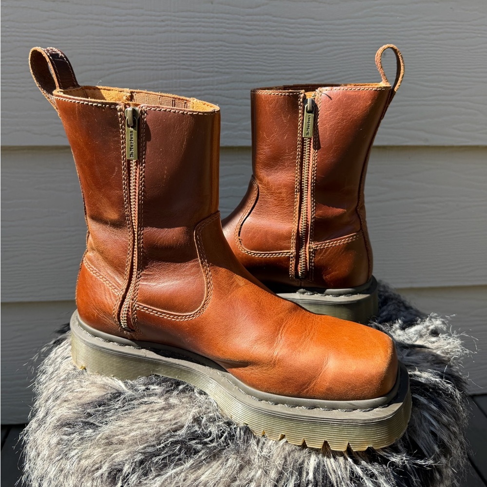 Dr. Martens Brown Leather Platform Chelsea Boots - Picture 12 of 13